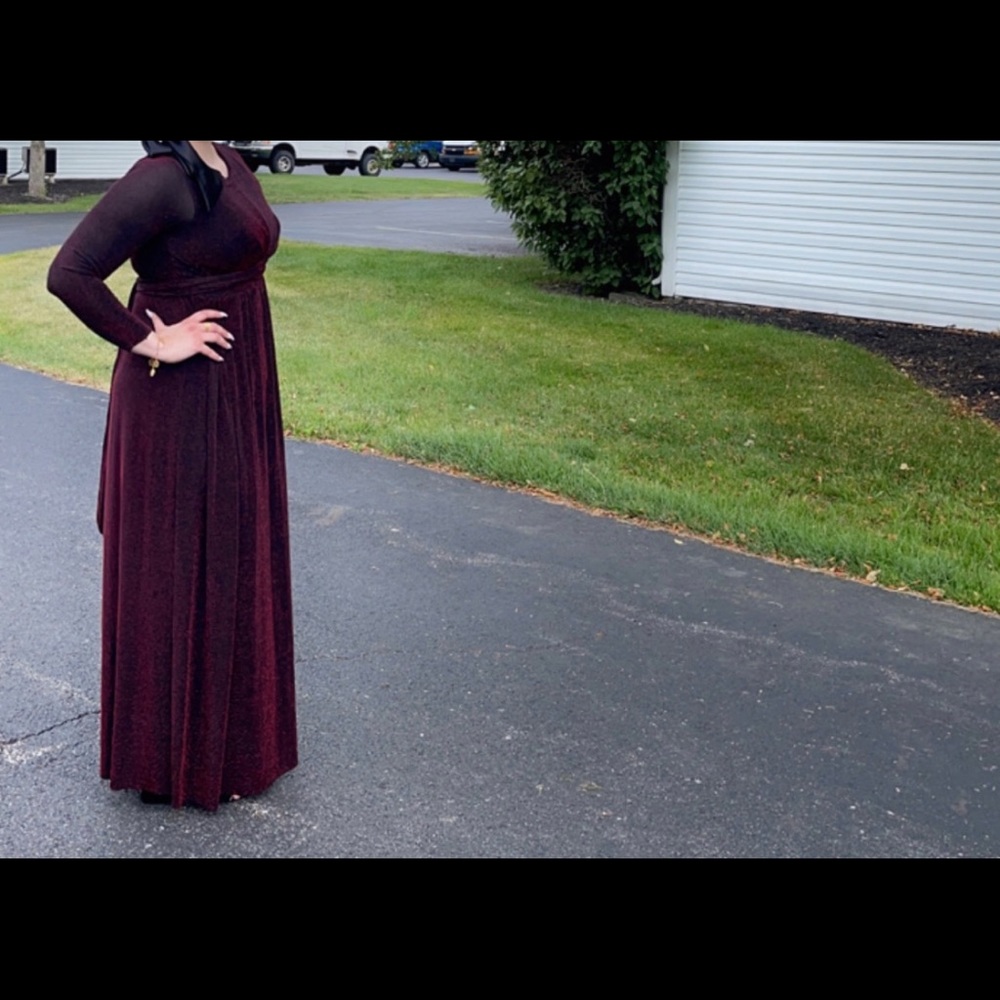 Sparkling burgundy dress. Fits size L/XL. Worn twice only. Selling for $10